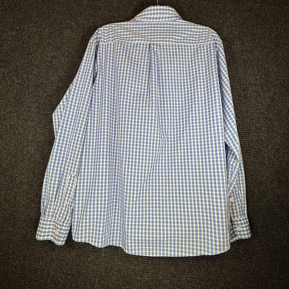 Dockers Mens XL Blue White Gingham Chk Long sleeve Button Down Shirt Anchor Logo - Picture 2 of 6